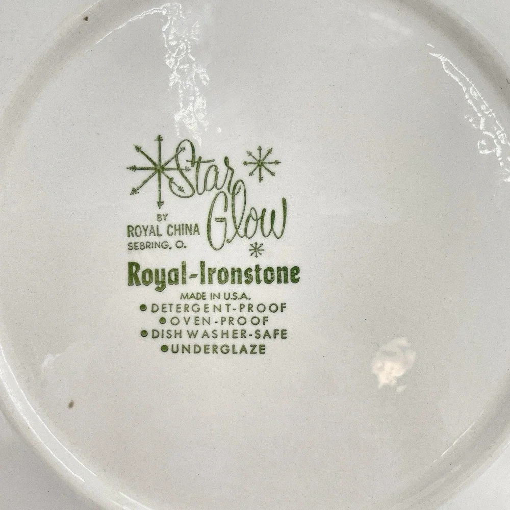 Vintage Royal China Star‎ Glow Dinner Plates Mid Century Modern Atomic Set of 2